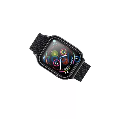 USAMS Apple Watch 4/5/6/7/SE/SE3 készülékhez 40/41mm fekete szíj tokkal ZB73IW1 (US-ZB073)