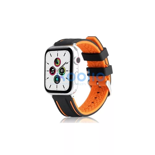 Beline Apple Watch készülékhez szilárd szilikon szíj 42/44/45/49mm narancssárga/fekete