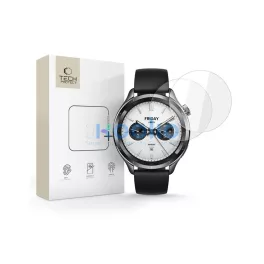   Edzett üveg kijelzővédő Tech-Protect Glass Fit+ 2-PACK Xiaomi Watch S4 (47 MM) készülékhez átlátszó