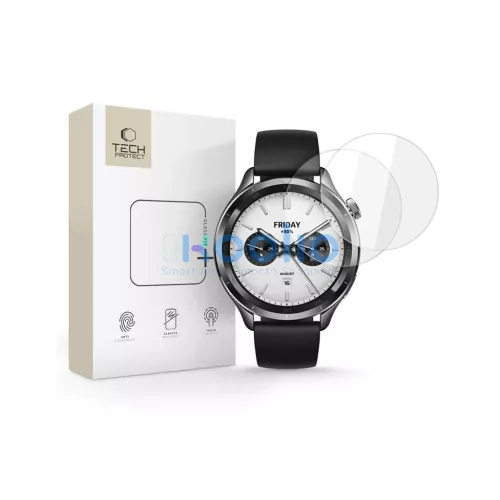 Edzett üveg kijelzővédő Tech-Protect Glass Fit+ 2-PACK Xiaomi Watch S4 (47 MM) készülékhez átlátszó