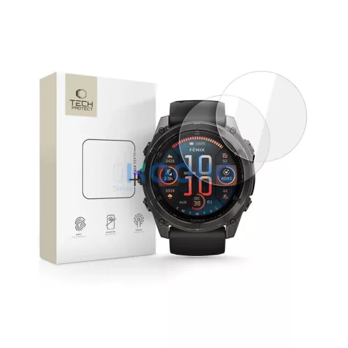 Temperált üveg kijelzővédő Tech-Protect Glass Fit+ 2-PACK Garmin Fenix 8 / 8 Pro (51 MM) készülékhez átlátszó