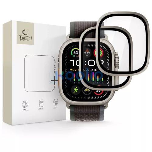Edzett üveg Tech‑Protect Glass Ring 2-PACK Apple Watch Ultra 1/2/3 készülékhez (49 MM) titán