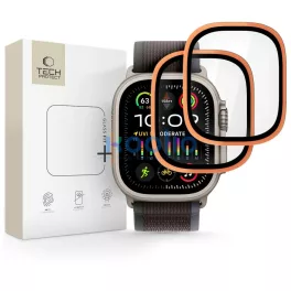   Temperált üveg TECH-PROTECT GLASS RING 2-PACK Apple Watch Ultra 1/2/3 (49 MM) készülékhez, kozmikus narancs