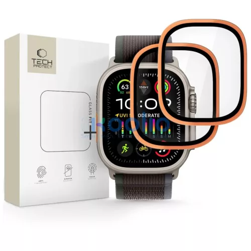 Temperált üveg TECH-PROTECT GLASS RING 2-PACK Apple Watch Ultra 1/2/3 (49 MM) készülékhez, kozmikus narancs