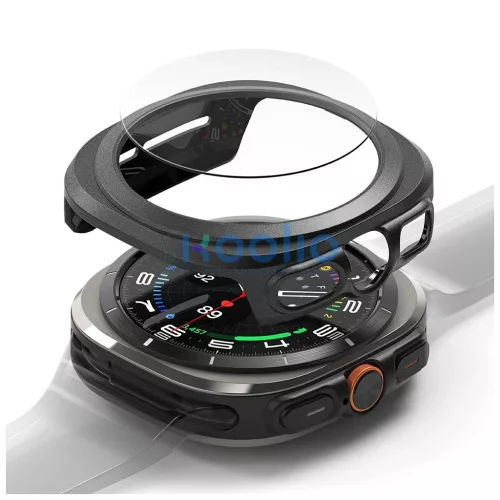 RINGKE SLIM & TEMPERED GLASS üvegfólia SAMSUNG GALAXY WATCH ULTRA 2024 / 2025 (47 MM) készülékhez titán fekete