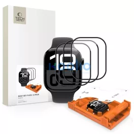   TECH-PROTECT EASY SET FLEX+ hibrid üvegfólia 3 PACK Apple Watch S10 / S11 46mm készülékhez fekete