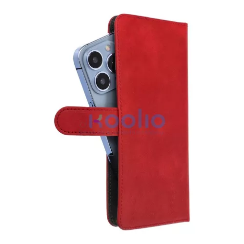 Univerzális COMMON XL méretű könyvtok Samsung A12 / A13 4G / A34 5G / A02s / Xiaomi Redmi 12 4G / 12C / Note 12 4G / 12 Pro 5G / Oppo A53s / A72 / A92 készülékhez, piros