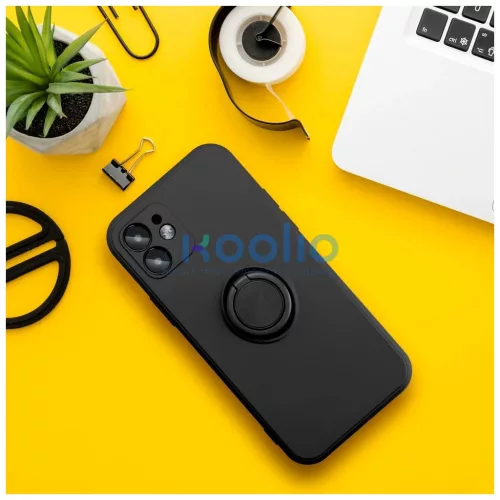 Xiaomi Redmi 14C készülékhez Silicone Ring tok fekete