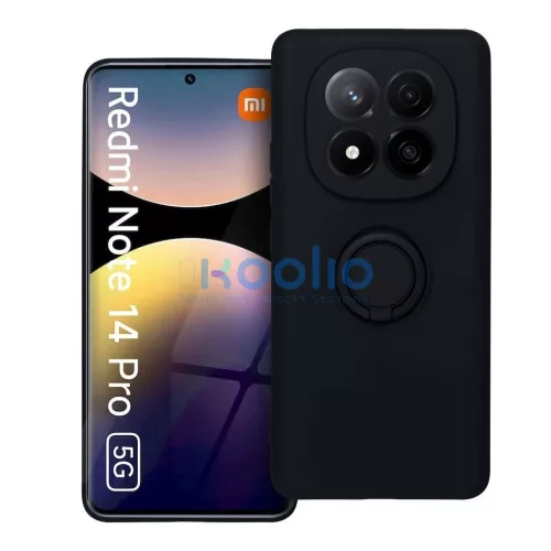 Xiaomi Redmi Note 14 Pro 5G készülékhez Silicone Ring tok, fekete