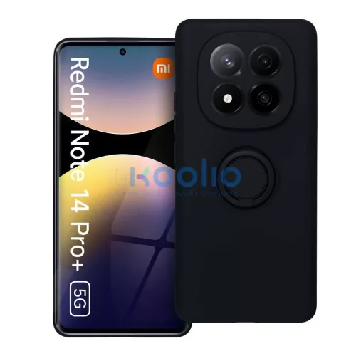 Xiaomi Redmi Note 14 Pro Plus 5G készülékhez szilikon gyűrűs tok, fekete